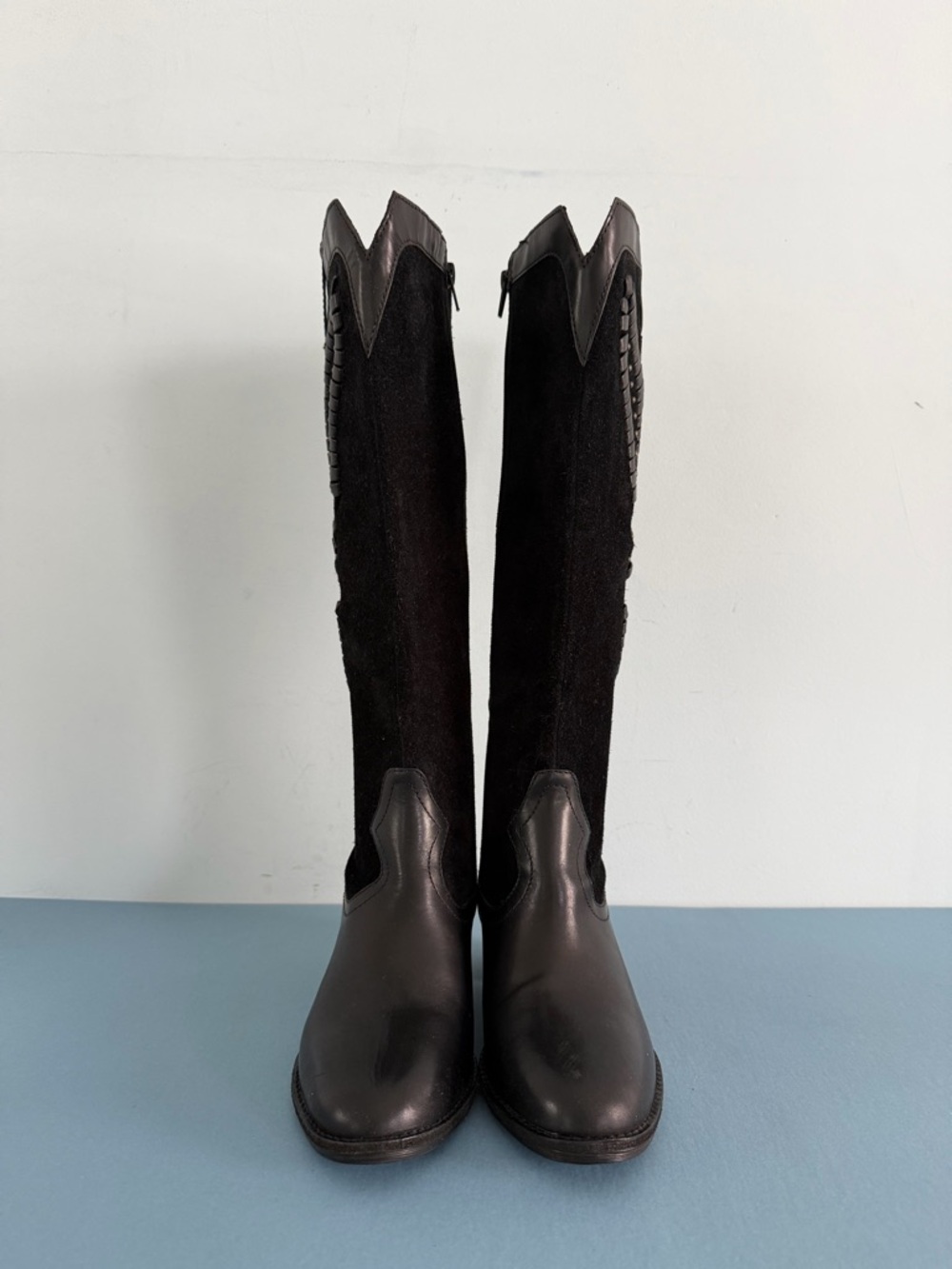 Brioso Sedona Whipstitch Suede Leather Black Riding Western Boots - Picture 2 of 6